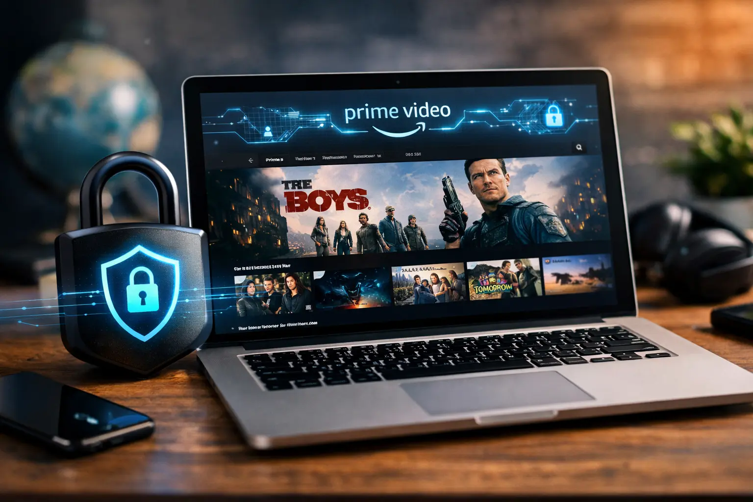 Amazon Prime VPN auf Laptop mit sicherer Streaming-Verbindung